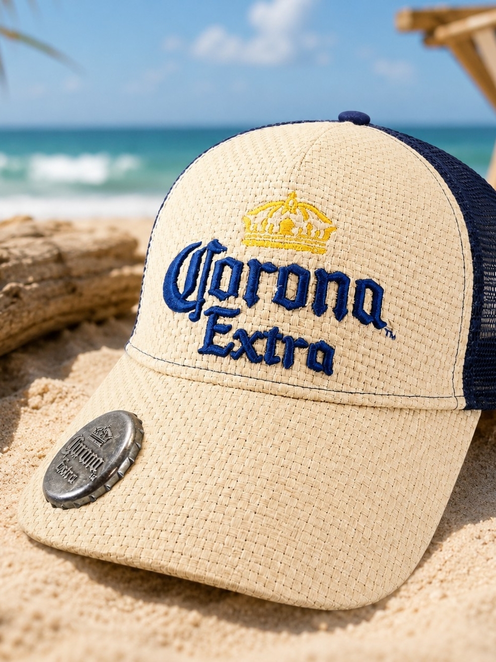 Corona Extra Bottle Opener Straw Mesh Trucker Snapback Hat
